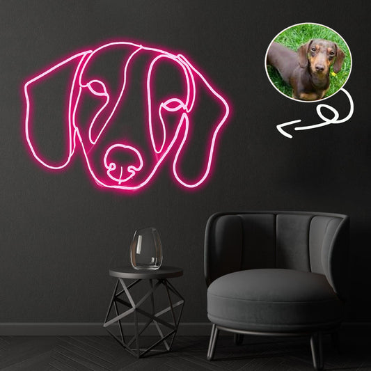 Custom Dachshund Neon Sign with Your Dog's Photo - Personalized Pet Name Art - Unique Home Decor & Gift for Dog Lovers - Pet-Themed Lighting