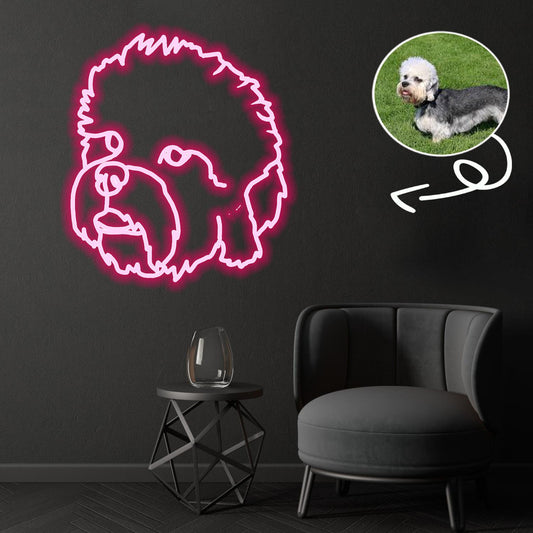 Custom Dandie dinmont terrier Neon Sign with Your Dog's Photo - Personalized Pet Name Art - Unique Home Decor & Gift for Dog Lovers - Pet-Themed Lighting