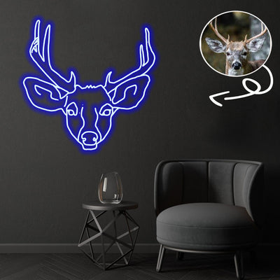 Custom Deer Neon Sign with Your Dog's Photo - Personalized Pet Name Art - Unique Home Decor & Gift for Dog Lovers - Pet-Themed Lighting