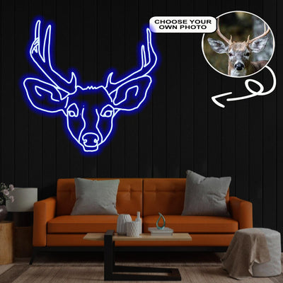 Custom Deer Neon Sign with Your Dog's Photo - Personalized Pet Name Art - Unique Home Decor & Gift for Dog Lovers - Pet-Themed Lighting