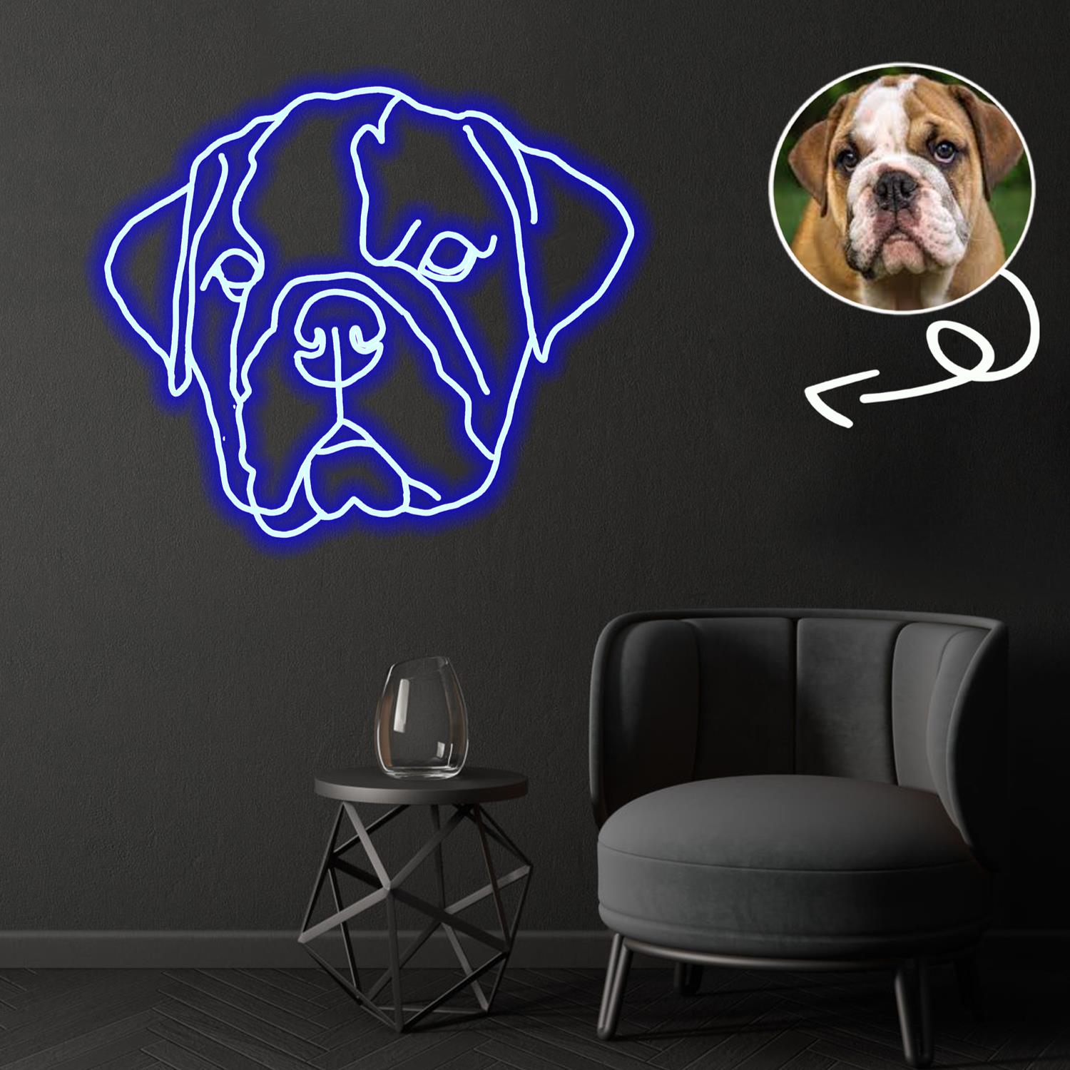 Custom English Bulldog Neon Sign with Your Dog's Photo - Personalized Pet Name Art - Unique Home Decor & Gift for Dog Lovers - Pet-Themed Lighting