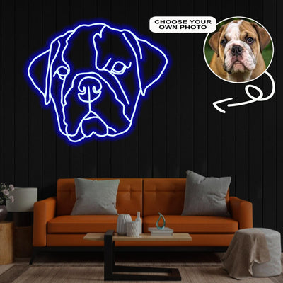 Custom English Bulldog Neon Sign with Your Dog's Photo - Personalized Pet Name Art - Unique Home Decor & Gift for Dog Lovers - Pet-Themed Lighting