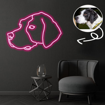 Custom English pointer Neon Sign with Your Dog's Photo - Personalized Pet Name Art - Unique Home Decor & Gift for Dog Lovers - Pet-Themed Lighting