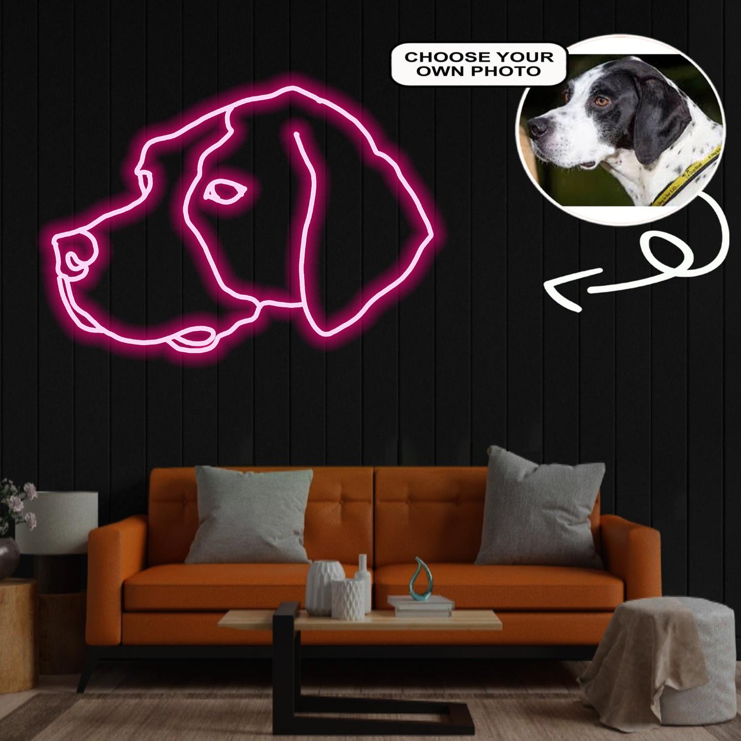 Custom English pointer Neon Sign with Your Dog's Photo - Personalized Pet Name Art - Unique Home Decor & Gift for Dog Lovers - Pet-Themed Lighting