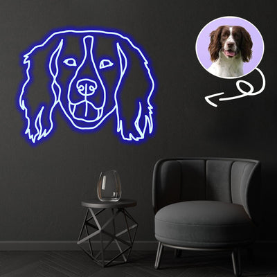 Custom English Springer Spaniel Neon Sign with Your Dog's Photo - Personalized Pet Name Art - Unique Home Decor & Gift for Dog Lovers - Pet-Themed Lighting