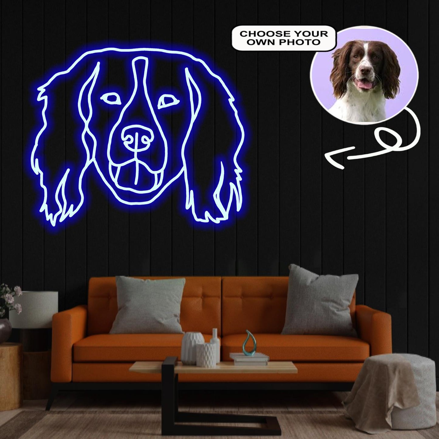Custom English Springer Spaniel Neon Sign with Your Dog's Photo - Personalized Pet Name Art - Unique Home Decor & Gift for Dog Lovers - Pet-Themed Lighting