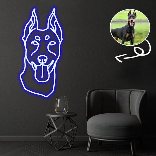Custom German pinscher Neon Sign with Your Dog's Photo - Personalized Pet Name Art - Unique Home Decor & Gift for Dog Lovers - Pet-Themed Lighting