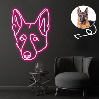 Custom German Shepherd Neon Sign with Your Dog's Photo - Personalized Pet Name Art - Unique Home Decor & Gift for Dog Lovers - Pet-Themed Lighting