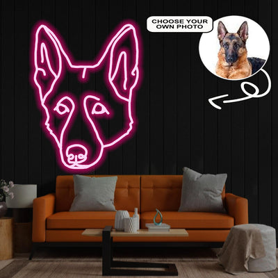 Custom German Shepherd Neon Sign with Your Dog's Photo - Personalized Pet Name Art - Unique Home Decor & Gift for Dog Lovers - Pet-Themed Lighting