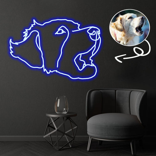 Custom Golden Retriever Neon Sign with Your Dog's Photo - Personalized Pet Name Art - Unique Home Decor & Gift for Dog Lovers - Pet-Themed Lighting