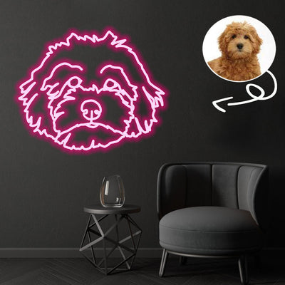 Custom Goldendoodle Neon Sign with Your Dog's Photo - Personalized Pet Name Art - Unique Home Decor & Gift for Dog Lovers - Pet-Themed Lighting