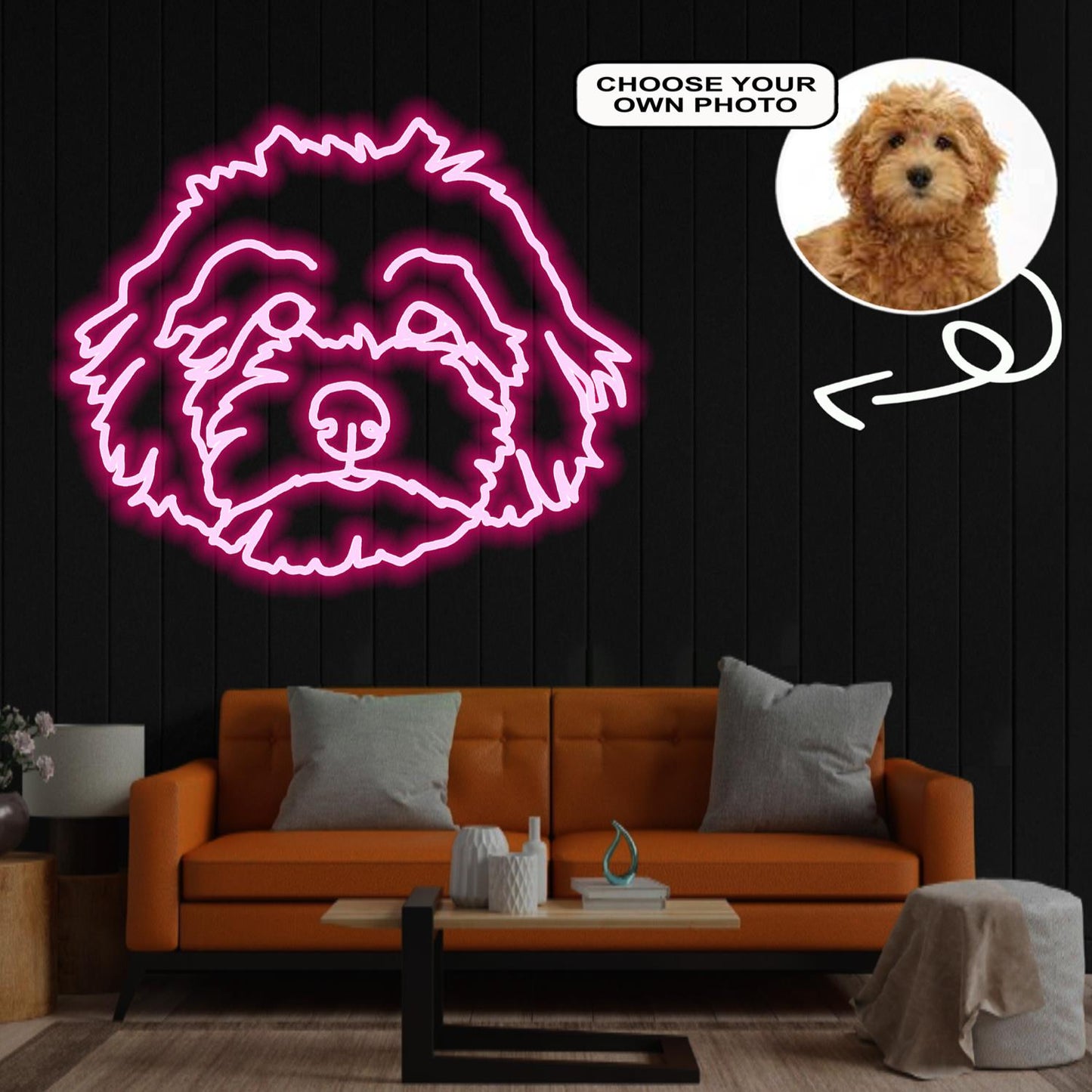 Custom Goldendoodle Neon Sign with Your Dog's Photo - Personalized Pet Name Art - Unique Home Decor & Gift for Dog Lovers - Pet-Themed Lighting