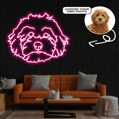 Custom Goldendoodle Neon Sign with Your Dog's Photo - Personalized Pet Name Art - Unique Home Decor & Gift for Dog Lovers - Pet-Themed Lighting