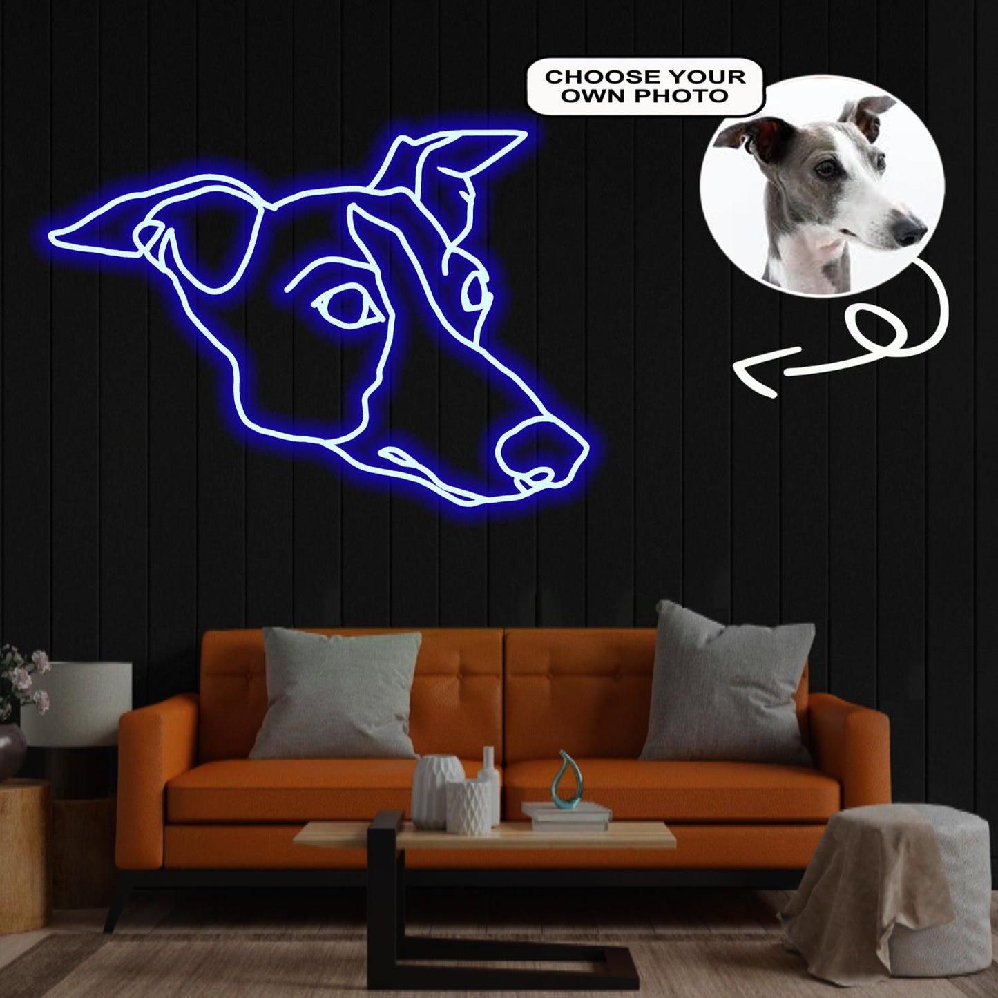 Custom Greyhound Neon Sign with Your Dog's Photo - Personalized Pet Name Art - Unique Home Decor & Gift for Dog Lovers - Pet-Themed Lighting