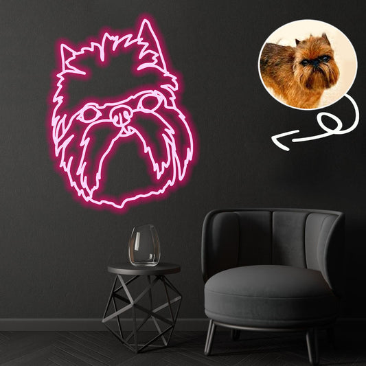 Custom Griffon bruxellois Neon Sign with Your Dog's Photo - Personalized Pet Name Art - Unique Home Decor & Gift for Dog Lovers - Pet-Themed Lighting