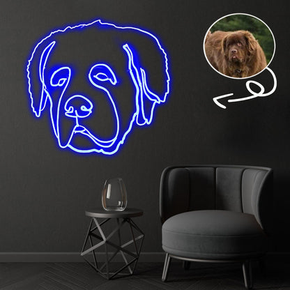 Custom Newfoundland Neon Sign with Your Dog's Photo - Personalized Pet Name Art - Unique Home Decor & Gift for Dog Lovers - Pet-Themed Lighting