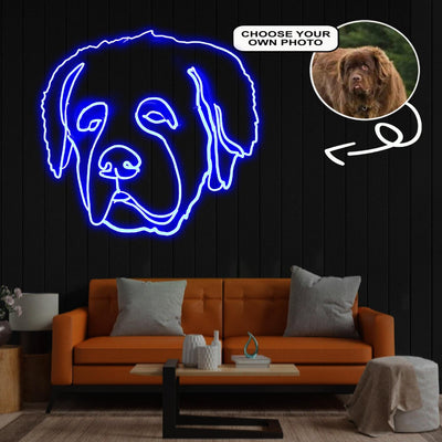 Custom Newfoundland Neon Sign with Your Dog's Photo - Personalized Pet Name Art - Unique Home Decor & Gift for Dog Lovers - Pet-Themed Lighting