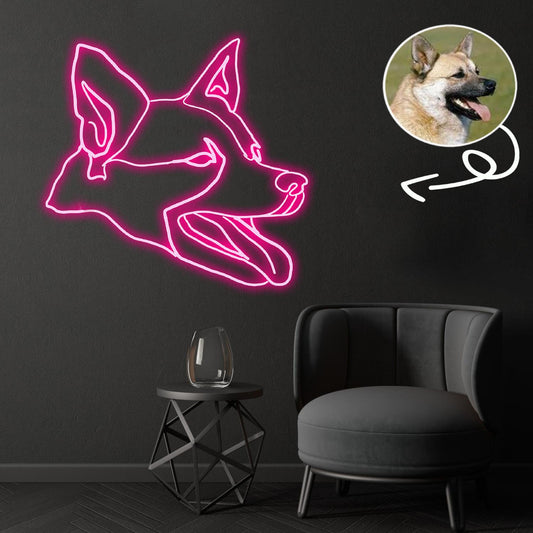 Custom Norwegian buhund Neon Sign with Your Dog's Photo - Personalized Pet Name Art - Unique Home Decor & Gift for Dog Lovers - Pet-Themed Lighting