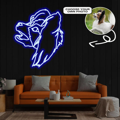 Custom Papillon Neon Sign with Your Dog's Photo - Personalized Pet Name Art - Unique Home Decor & Gift for Dog Lovers - Pet-Themed Lighting