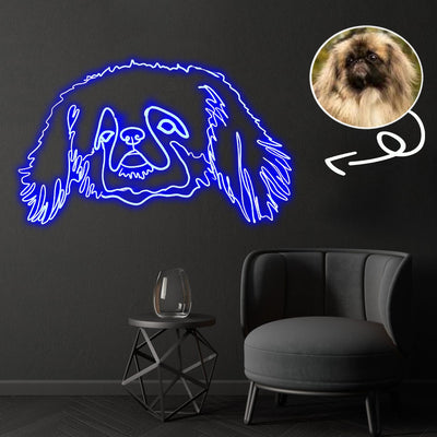 Custom Pekingese Neon Sign with Your Dog's Photo - Personalized Pet Name Art - Unique Home Decor & Gift for Dog Lovers - Pet-Themed Lighting