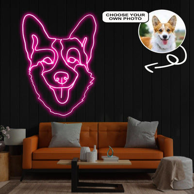 Custom Pembroke Welsh Corgi Neon Sign with Your Dog's Photo - Personalized Pet Name Art - Unique Home Decor & Gift for Dog Lovers - Pet-Themed Lighting