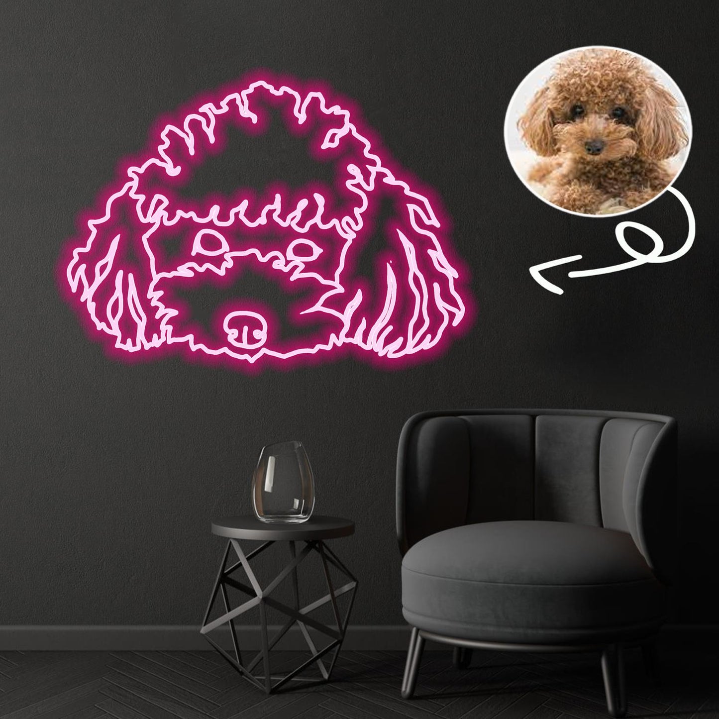 Custom Poodle Neon Sign with Your Dog's Photo - Personalized Pet Name Art - Unique Home Decor & Gift for Dog Lovers - Pet-Themed Lighting