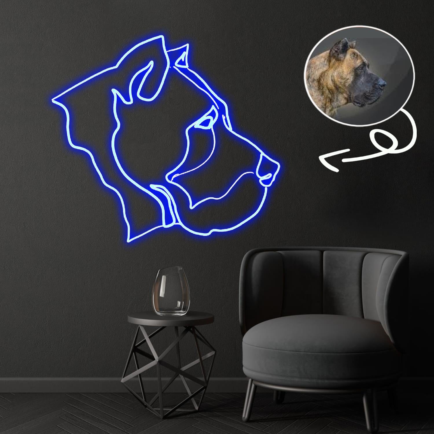 Custom Presa canario Neon Sign with Your Dog's Photo - Personalized Pet Name Art - Unique Home Decor & Gift for Dog Lovers - Pet-Themed Lighting