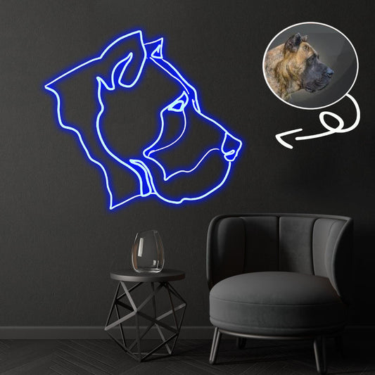 Custom Presa canario Neon Sign with Your Dog's Photo - Personalized Pet Name Art - Unique Home Decor & Gift for Dog Lovers - Pet-Themed Lighting