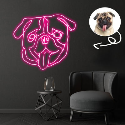 Custom Pug1 Neon Sign with Your Dog's Photo - Personalized Pet Name Art - Unique Home Decor & Gift for Dog Lovers - Pet-Themed Lighting