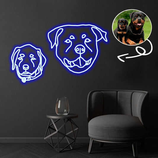 Custom Rottweiler Neon Sign with Your Dog's Photo - Personalized Pet Name Art - Unique Home Decor & Gift for Dog Lovers - Pet-Themed Lighting
