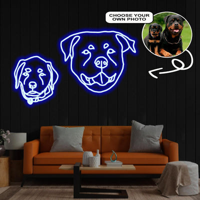 Custom Rottweiler Neon Sign with Your Dog's Photo - Personalized Pet Name Art - Unique Home Decor & Gift for Dog Lovers - Pet-Themed Lighting