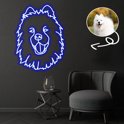 Custom Samoyed Neon Sign with Your Dog's Photo - Personalized Pet Name Art - Unique Home Decor & Gift for Dog Lovers - Pet-Themed Lighting