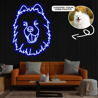 Custom Samoyed Neon Sign with Your Dog's Photo - Personalized Pet Name Art - Unique Home Decor & Gift for Dog Lovers - Pet-Themed Lighting