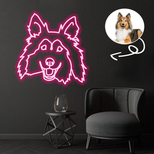 Custom Shetland Sheepdog Neon Sign with Your Dog's Photo - Personalized Pet Name Art - Unique Home Decor & Gift for Dog Lovers - Pet-Themed Lighting