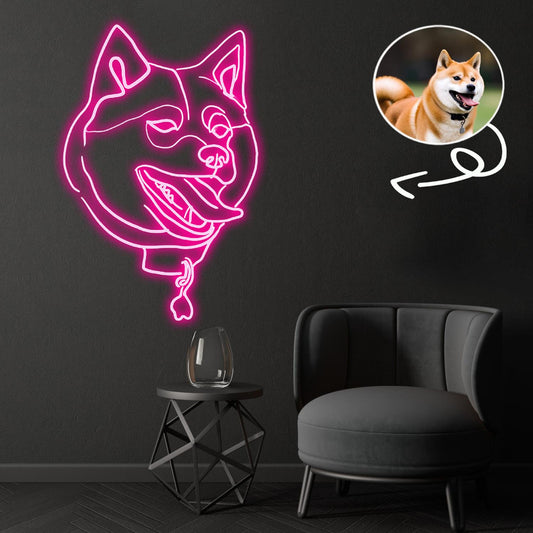 Custom Shiba inu Neon Sign with Your Dog's Photo - Personalized Pet Name Art - Unique Home Decor & Gift for Dog Lovers - Pet-Themed Lighting