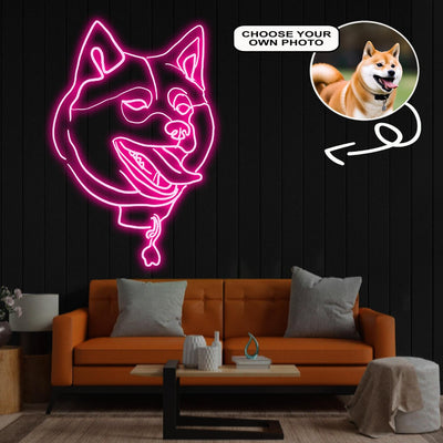 Custom Shiba inu Neon Sign with Your Dog's Photo - Personalized Pet Name Art - Unique Home Decor & Gift for Dog Lovers - Pet-Themed Lighting