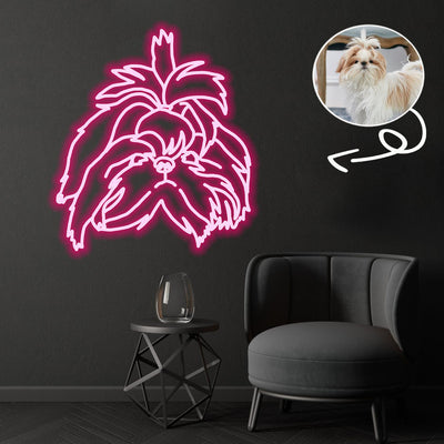 Custom Shih Tzu Neon Sign with Your Dog's Photo - Personalized Pet Name Art - Unique Home Decor & Gift for Dog Lovers - Pet-Themed Lighting