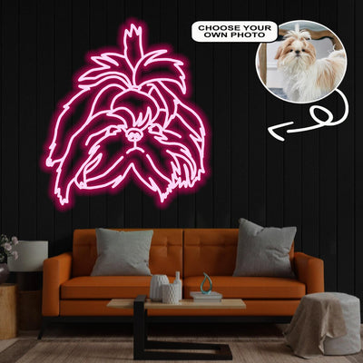 Custom Shih Tzu Neon Sign with Your Dog's Photo - Personalized Pet Name Art - Unique Home Decor & Gift for Dog Lovers - Pet-Themed Lighting