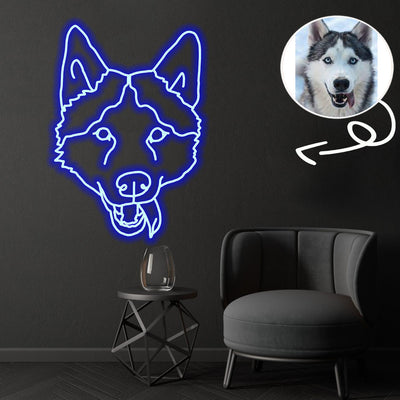 Custom Siberian Husky Neon Sign with Your Dog's Photo - Personalized Pet Name Art - Unique Home Decor & Gift for Dog Lovers - Pet-Themed Lighting