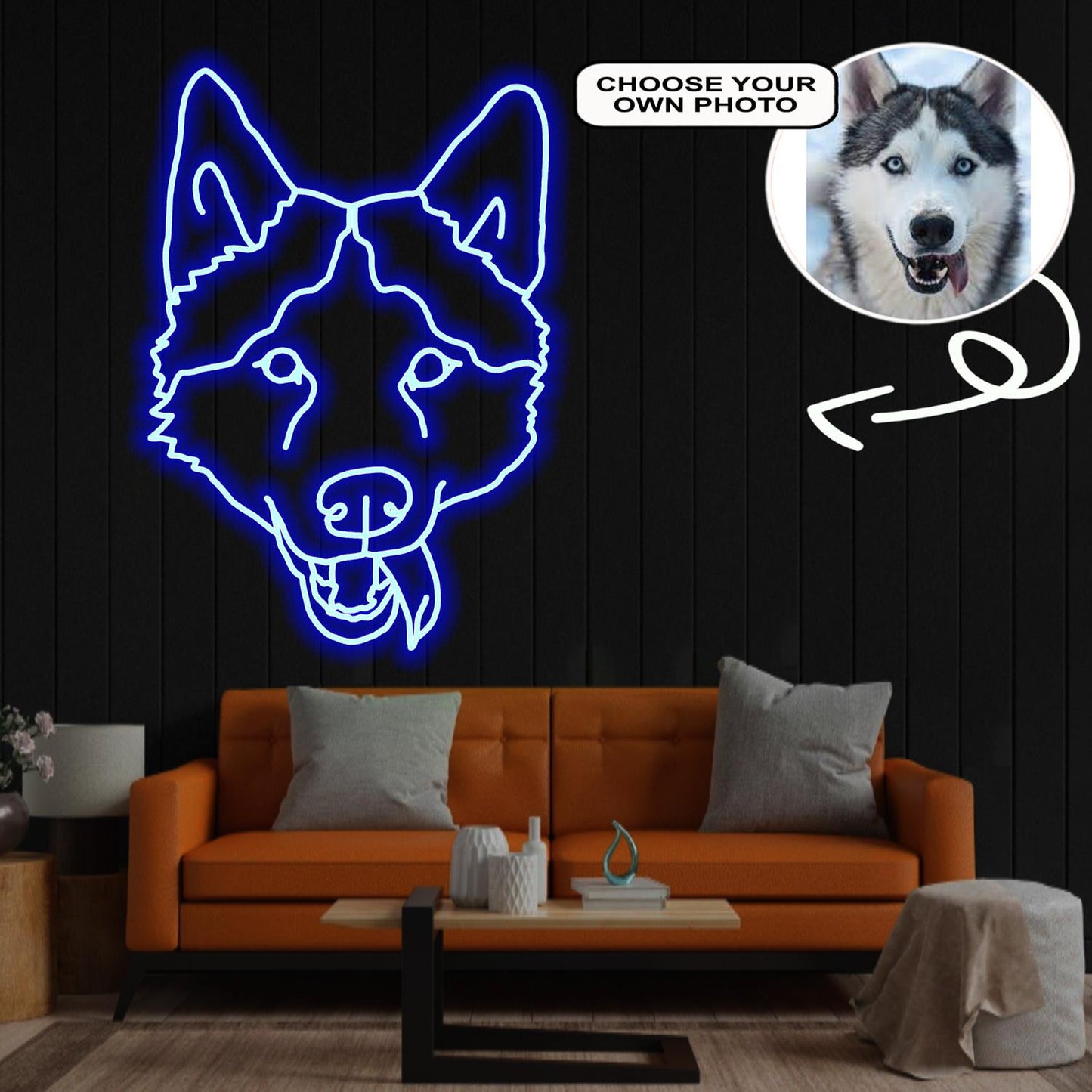 Custom Siberian Husky Neon Sign with Your Dog's Photo - Personalized Pet Name Art - Unique Home Decor & Gift for Dog Lovers - Pet-Themed Lighting