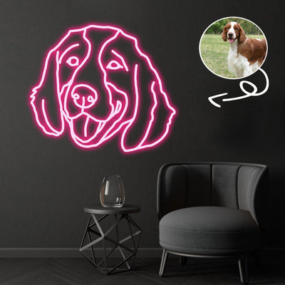 Custom Spaniel welsh springer Neon Sign with Your Dog's Photo - Personalized Pet Name Art - Unique Home Decor & Gift for Dog Lovers - Pet-Themed Lighting