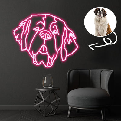 Custom St. bernard Neon Sign with Your Dog's Photo - Personalized Pet Name Art - Unique Home Decor & Gift for Dog Lovers - Pet-Themed Lighting