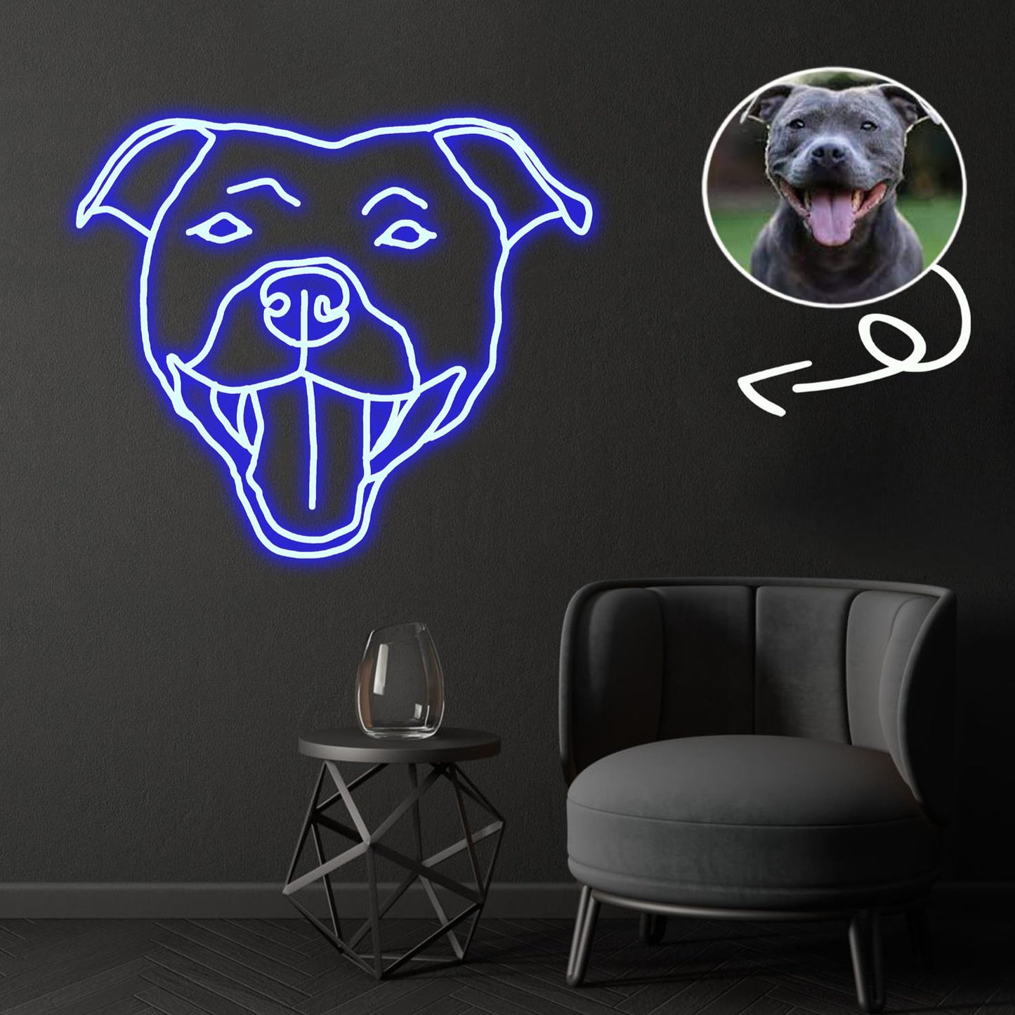 Custom Staffordshire bull terrier Neon Sign with Your Dog's Photo - Personalized Pet Name Art - Unique Home Decor & Gift for Dog Lovers - Pet-Themed Lighting