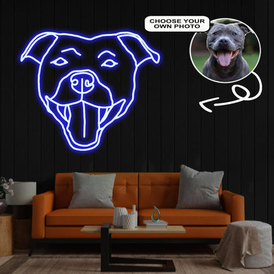 Custom Staffordshire bull terrier Neon Sign with Your Dog's Photo - Personalized Pet Name Art - Unique Home Decor & Gift for Dog Lovers - Pet-Themed Lighting