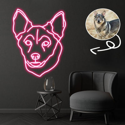 Custom Swedish vallhund Neon Sign with Your Dog's Photo - Personalized Pet Name Art - Unique Home Decor & Gift for Dog Lovers - Pet-Themed Lighting