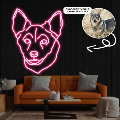 Custom Swedish vallhund Neon Sign with Your Dog's Photo - Personalized Pet Name Art - Unique Home Decor & Gift for Dog Lovers - Pet-Themed Lighting