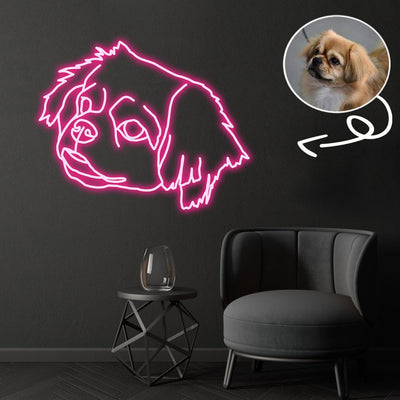 Custom Tibetan spaniel Neon Sign with Your Dog's Photo - Personalized Pet Name Art - Unique Home Decor & Gift for Dog Lovers - Pet-Themed Lighting
