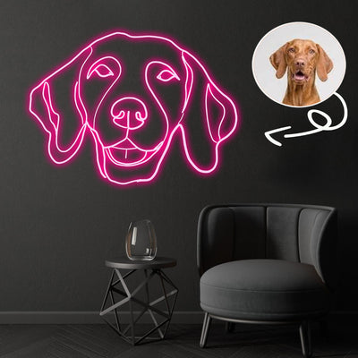 Custom Vizsla Neon Sign with Your Dog's Photo - Personalized Pet Name Art - Unique Home Decor & Gift for Dog Lovers - Pet-Themed Lighting