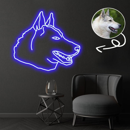 Custom West siberian laika Neon Sign with Your Dog's Photo - Personalized Pet Name Art - Unique Home Decor & Gift for Dog Lovers - Pet-Themed Lighting