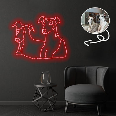 Custom Whippet Neon Sign with Your Dog's Photo - Personalized Pet Name Art - Unique Home Decor & Gift for Dog Lovers - Pet-Themed Lighting